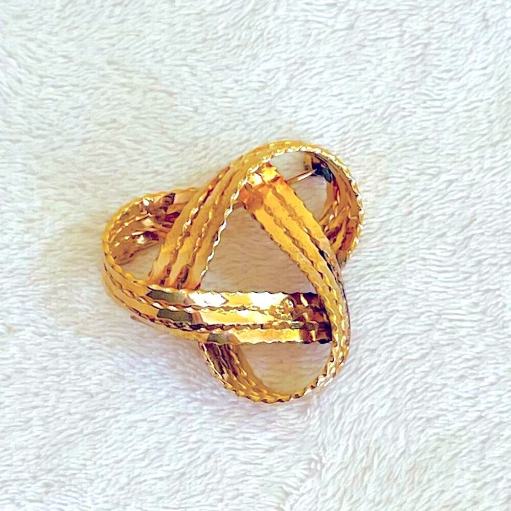 Vtg 12k GF WINARD Brooch Twisted Knot Ribbon MCM Retro Pin Mid-Century Infinity